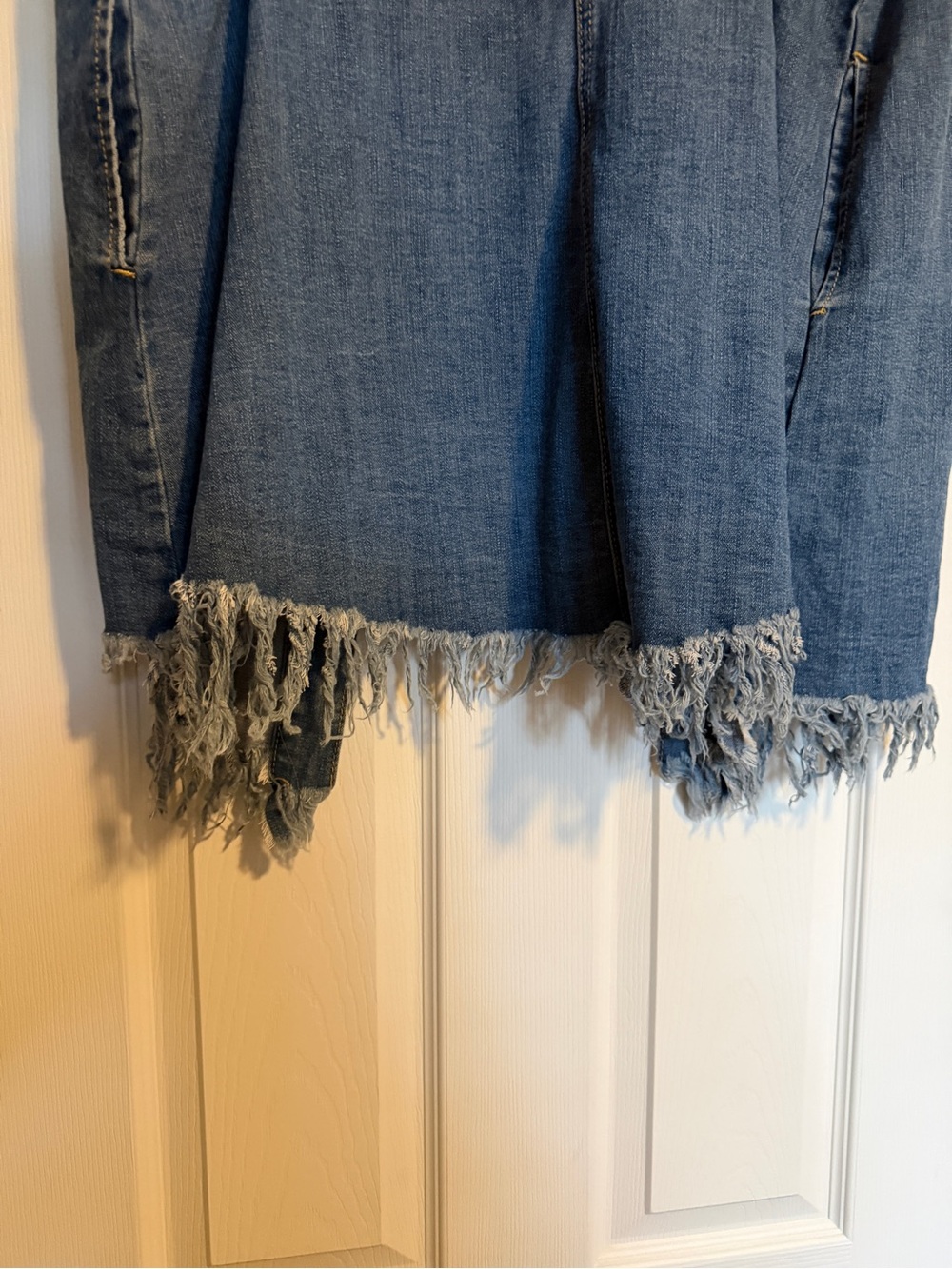 Ashley Stewart Size 20 Distressed Longline Denim Vest Jacket Western Boho Chic - Picture 7 of 7